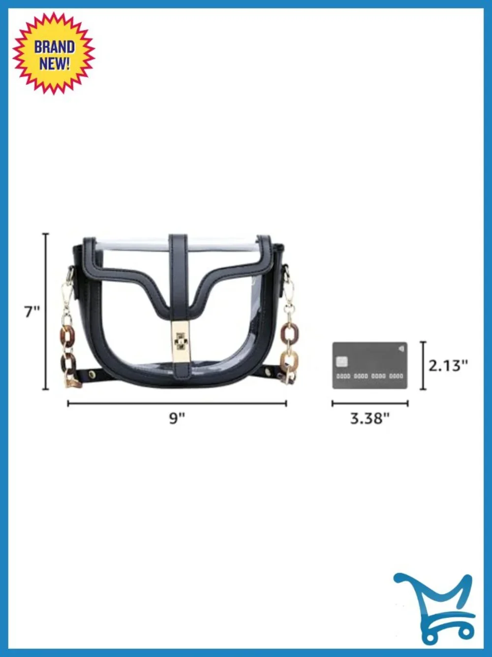 Clear Crossbody Purse Stadium Approved Transparent Shoulder Bag 2 Straps PVC